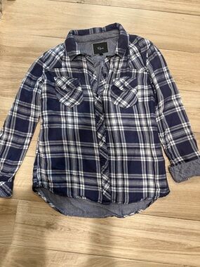 Rails Navy and White Plaid Shirt